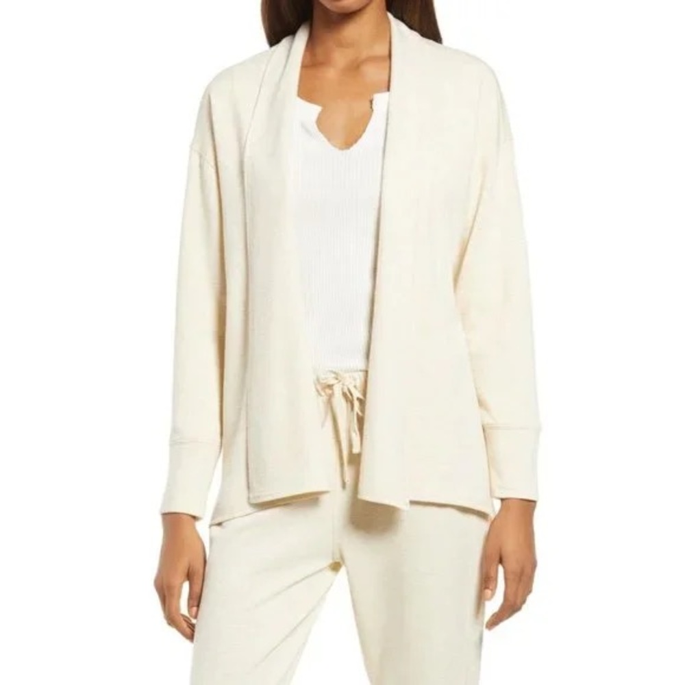 Splendid Atlas Open Front Fleece Cardigan Oatmeal Cream M